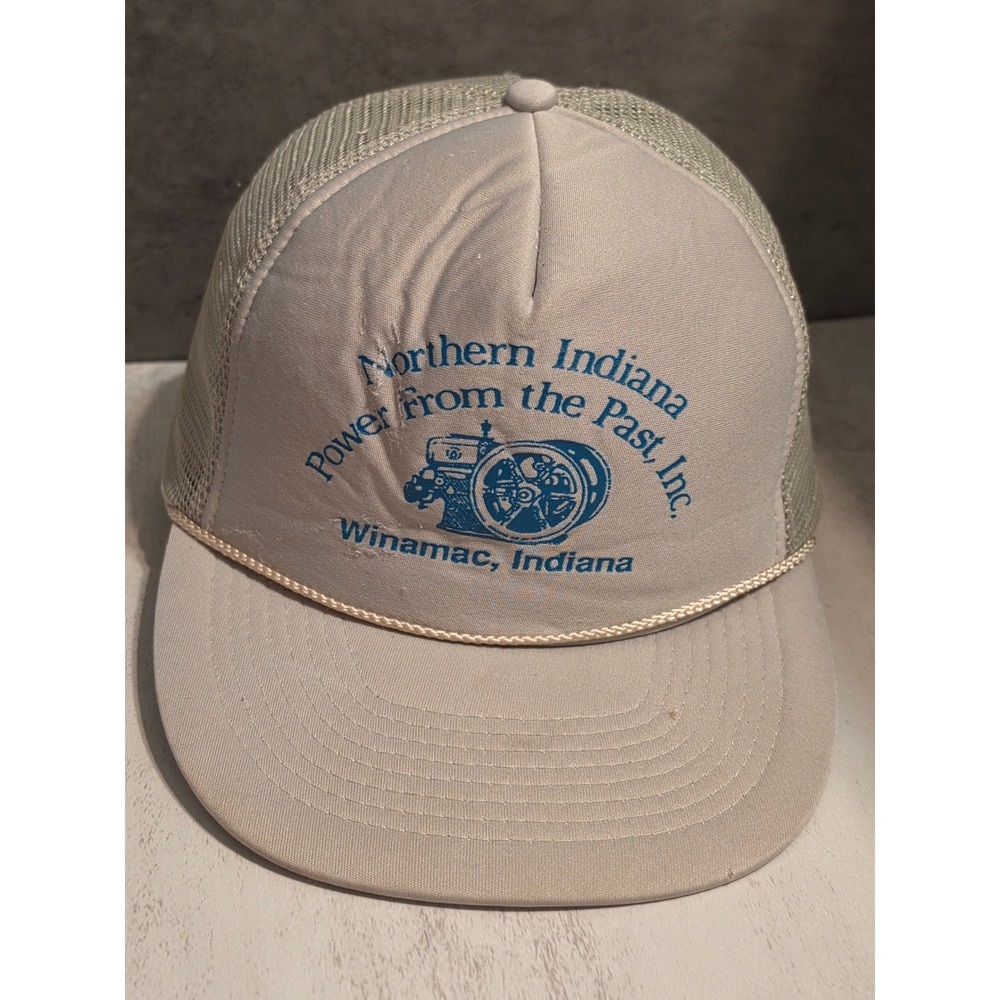 Vintage Nissin Cap Trucker Hat Northern Indiana Power From the Past Winamac Tan
